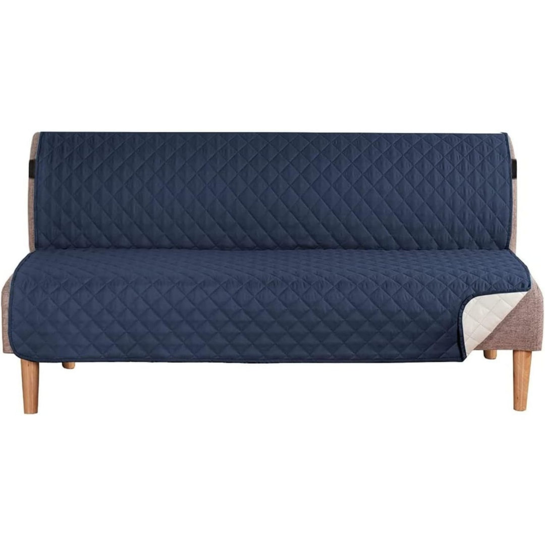 Divano confortevole blu con ante struttura in metallo