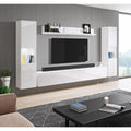 Arredo per soggiorno con ripiani con illuminazione LED bianco