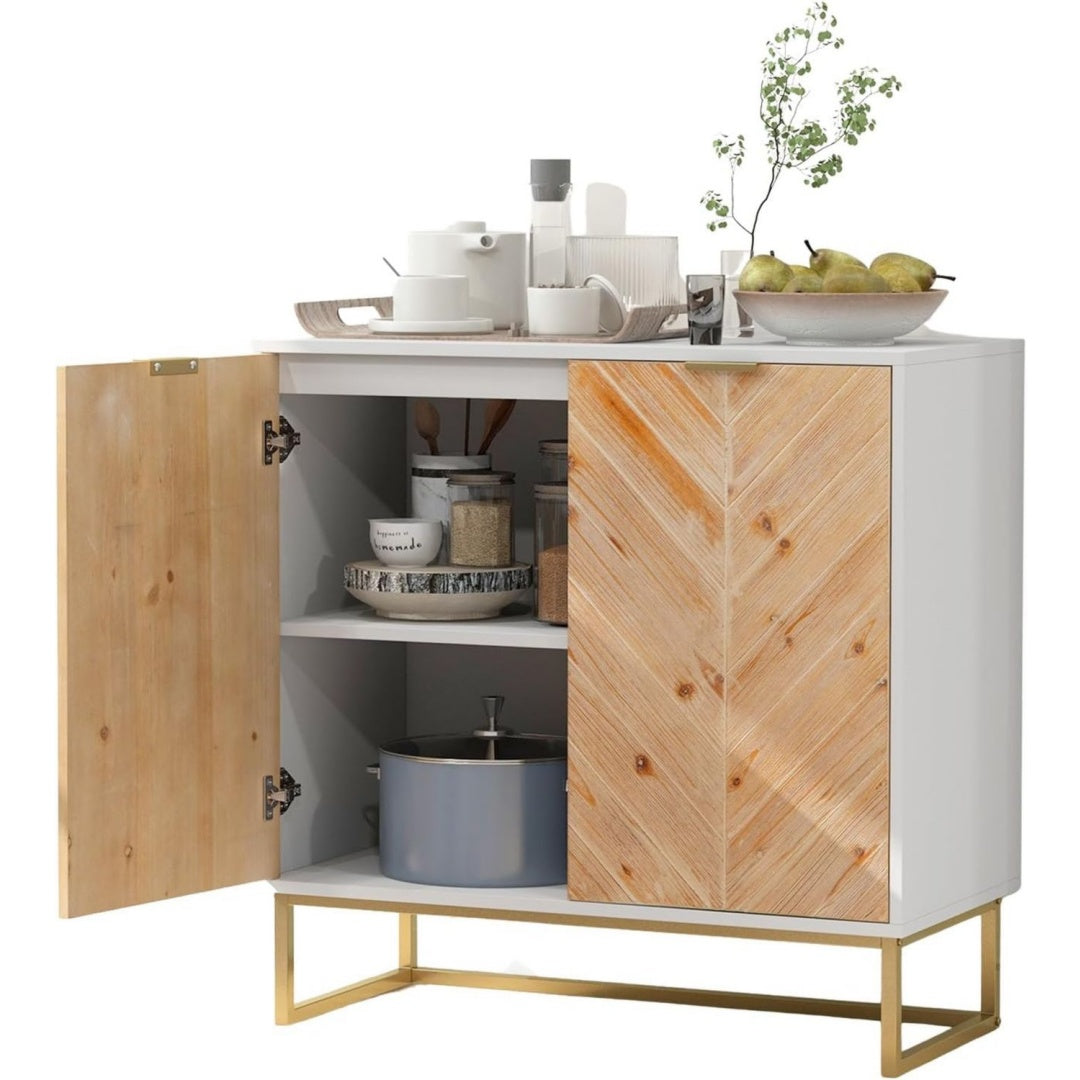 Credenza da soggiorno in MDF struttura in metallo bianco