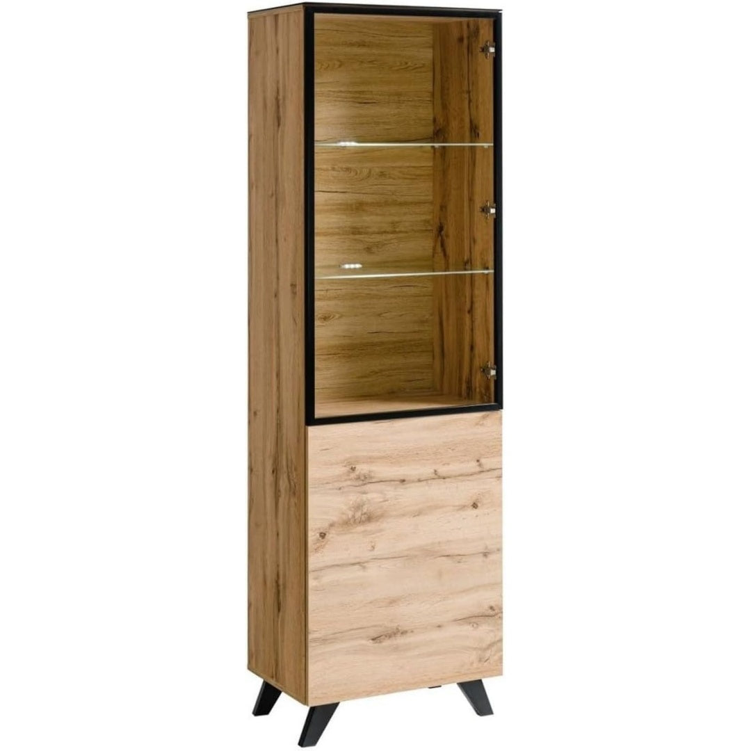 Vetrina da soggiorno con illuminazione LED in MDF nero