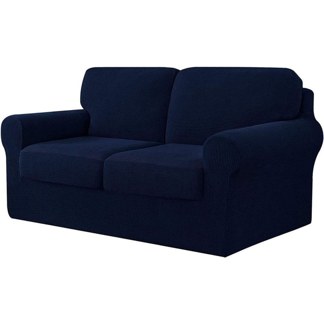 Divano confortevole copridivani elasticizzati navy, include fodere blu