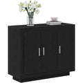Credenza da soggiorno con vano contenitore in legno massello nero