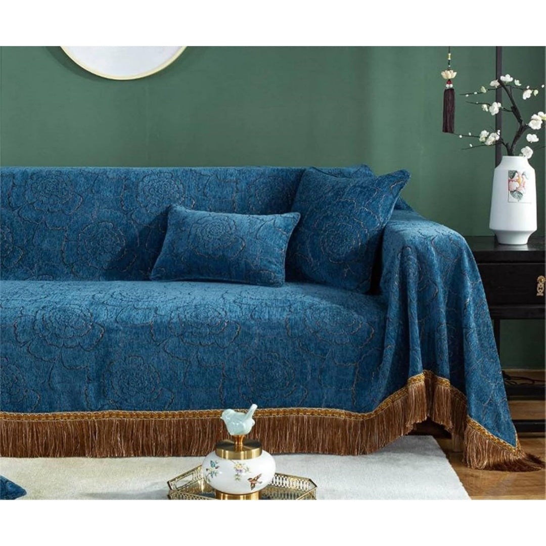 Divano da soggiorno Copridivano Copridivani Motivo Floreale Nappe blu