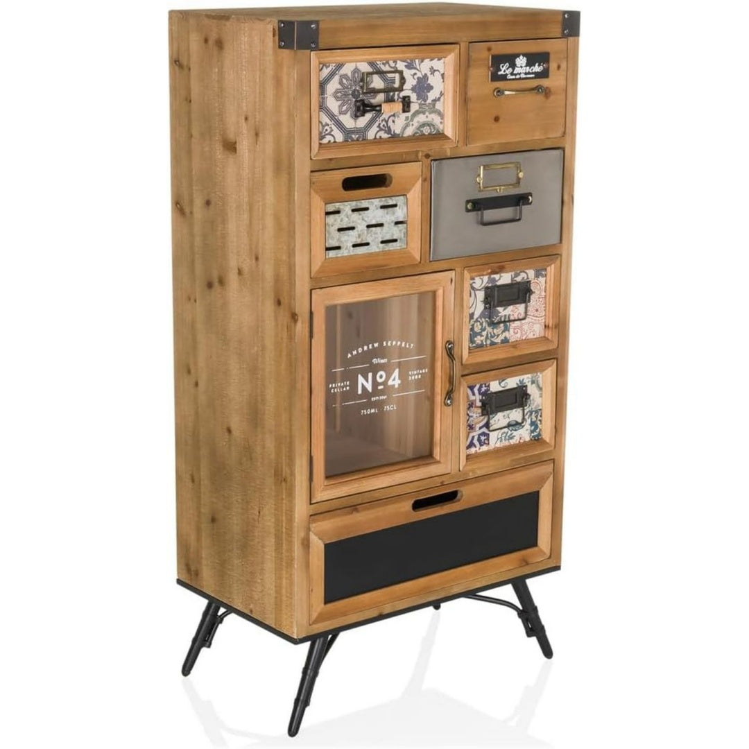 Como e cassettiere con cassetti con ante naturale