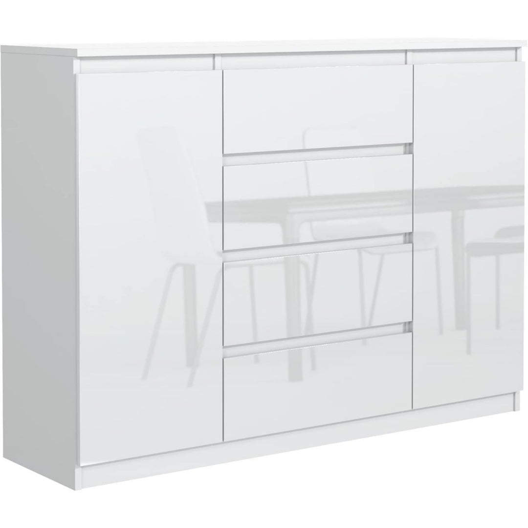 Arredo per soggiorno bianco con vano contenitore