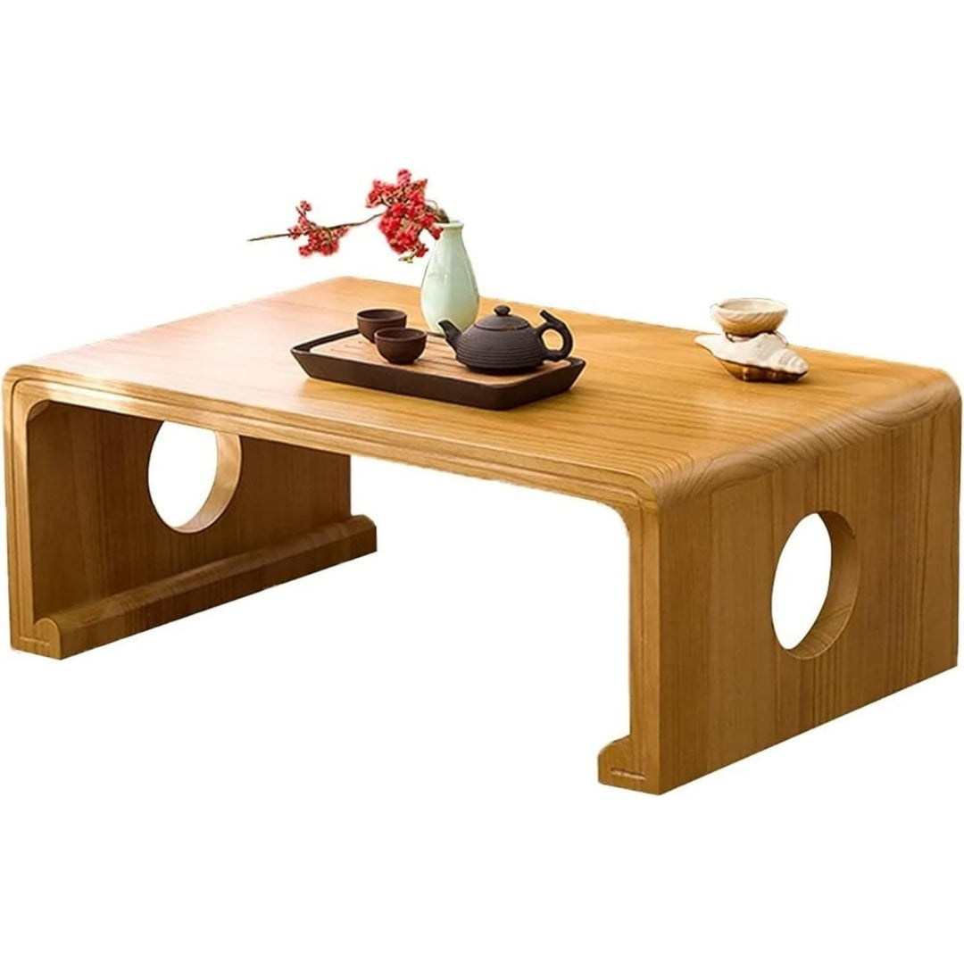 Tavolino laterale pieghevole in legno massello beige